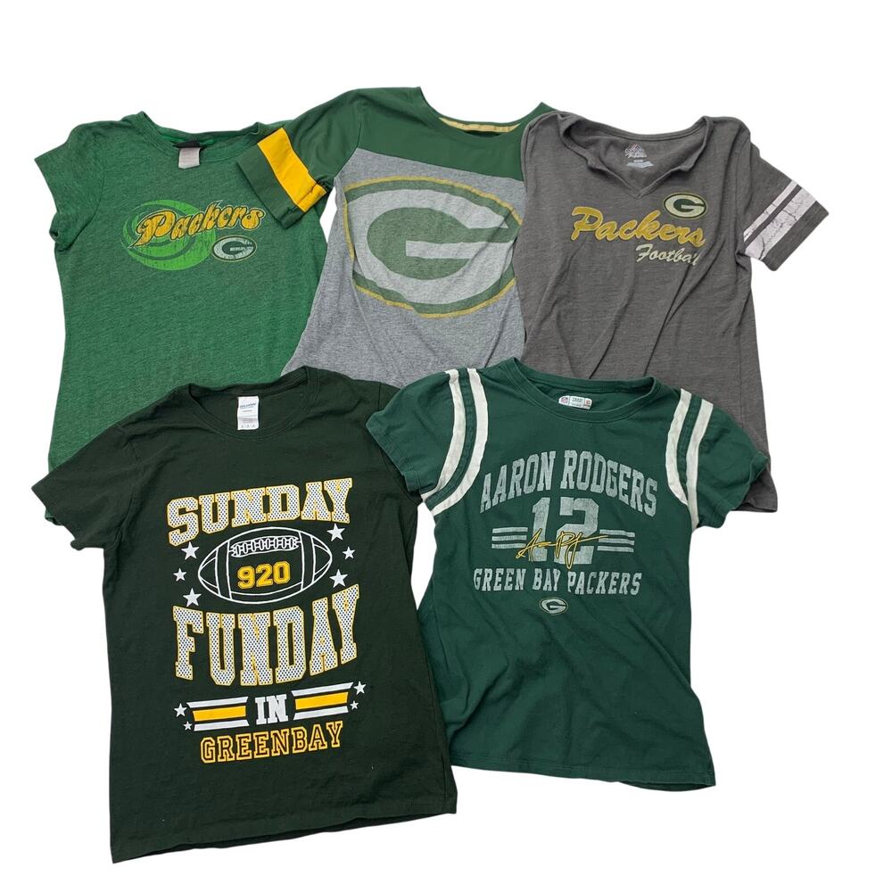 Set of 5 Womens Medium Greenbay Packers Shirts Team Football Tees TShirts
